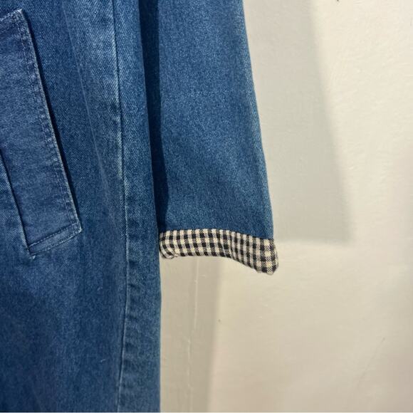 Vintage Denim Applique Created By Connie Oversized Long Trench Coat Size XS - Picture 8 of 15